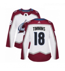 Womens Adidas Colorado Avalanche 18 Conor Timmins Authentic White Away NHL Jersey 