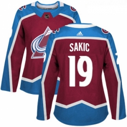 Womens Adidas Colorado Avalanche 19 Joe Sakic Authentic Burgundy Red Home NHL Jersey 