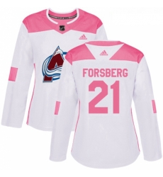 Womens Adidas Colorado Avalanche 21 Peter Forsberg Authentic WhitePink Fashion NHL Jersey 