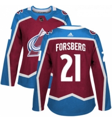 Womens Adidas Colorado Avalanche 21 Peter Forsberg Premier Burgundy Red Home NHL Jersey 