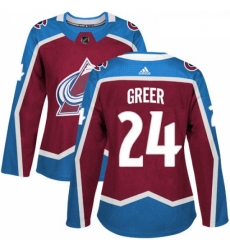 Womens Adidas Colorado Avalanche 24 AJ Greer Authentic Burgundy Red Home NHL Jersey 