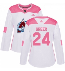 Womens Adidas Colorado Avalanche 24 AJ Greer Authentic WhitePink Fashion NHL Jersey 