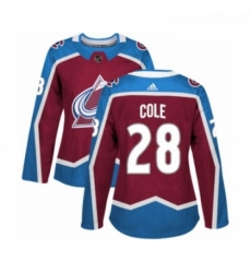 Womens Adidas Colorado Avalanche 28 Ian Cole Premier Burgundy Red Home NHL Jersey 