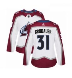 Womens Adidas Colorado Avalanche 31 Philipp Grubauer Authentic White Away NHL Jersey 