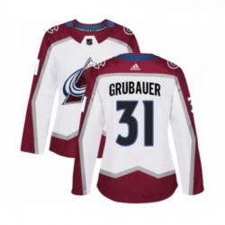 Womens Adidas Colorado Avalanche 31 Philipp Grubauer Authentic White Away NHL Jersey 