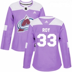 Womens Adidas Colorado Avalanche 33 Patrick Roy Authentic Purple Fights Cancer Practice NHL Jersey 
