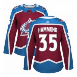 Womens Adidas Colorado Avalanche 35 Andrew Hammond Authentic Burgundy Red Home NHL Jersey 