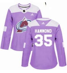Womens Adidas Colorado Avalanche 35 Andrew Hammond Authentic Purple Fights Cancer Practice NHL Jersey 