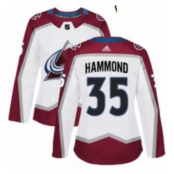 Womens Adidas Colorado Avalanche 35 Andrew Hammond Authentic White Away NHL Jersey 