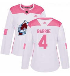 Womens Adidas Colorado Avalanche 4 Tyson Barrie Authentic WhitePink Fashion NHL Jersey 