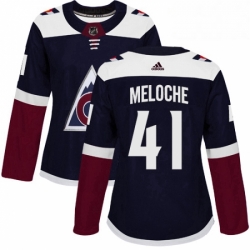 Womens Adidas Colorado Avalanche 41 Nicolas Meloche Authentic Navy Blue Alternate NHL Jersey 