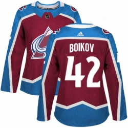 Womens Adidas Colorado Avalanche 42 Sergei Boikov Authentic Burgundy Red Home NHL Jersey 