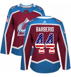Womens Adidas Colorado Avalanche 44 Mark Barberio Authentic Burgundy Red USA Flag Fashion NHL Jersey 