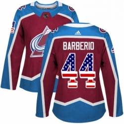 Womens Adidas Colorado Avalanche 44 Mark Barberio Authentic Burgundy Red USA Flag Fashion NHL Jersey 