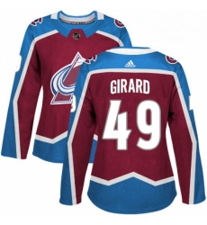 Womens Adidas Colorado Avalanche 49 Samuel Girard Authentic Burgundy Red Home NHL Jersey 