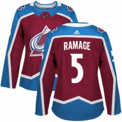 Womens Adidas Colorado Avalanche 5 Rob Ramage Authentic Burgundy Red Home NHL Jersey 