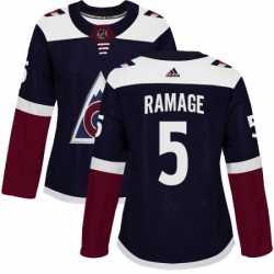 Womens Adidas Colorado Avalanche 5 Rob Ramage Authentic Navy Blue Alternate NHL Jersey 