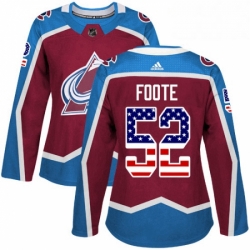 Womens Adidas Colorado Avalanche 52 Adam Foote Authentic Burgundy Red USA Flag Fashion NHL Jersey 