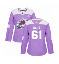 Womens Adidas Colorado Avalanche 61 Martin Kaut Authentic Purple Fights Cancer Practice NHL Jersey 