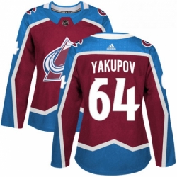 Womens Adidas Colorado Avalanche 64 Nail Yakupov Authentic Burgundy Red Home NHL Jersey 