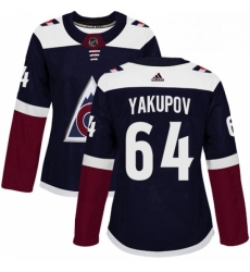 Womens Adidas Colorado Avalanche 64 Nail Yakupov Authentic Navy Blue Alternate NHL Jersey 