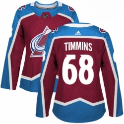 Womens Adidas Colorado Avalanche 68 Conor Timmins Premier Burgundy Red Home NHL Jersey 