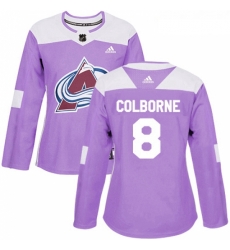 Womens Adidas Colorado Avalanche 8 Joe Colborne Authentic Purple Fights Cancer Practice NHL Jersey 