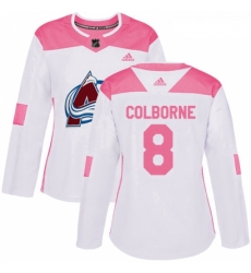 Womens Adidas Colorado Avalanche 8 Joe Colborne Authentic WhitePink Fashion NHL Jersey 