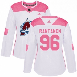 Womens Adidas Colorado Avalanche 96 Mikko Rantanen Authentic WhitePink Fashion NHL Jersey 