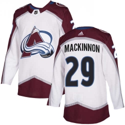 Youth Adidas Avalanche #29 Nathan MacKinnon White Road Authentic Stitched NHL Jersey