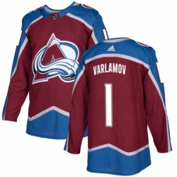 Youth Adidas Colorado Avalanche 1 Semyon Varlamov Authentic Burgundy Red Home NHL Jersey 