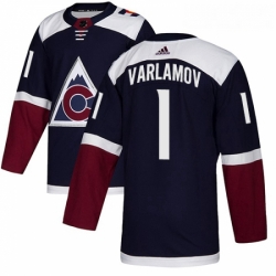 Youth Adidas Colorado Avalanche 1 Semyon Varlamov Authentic Navy Blue Alternate NHL Jersey 