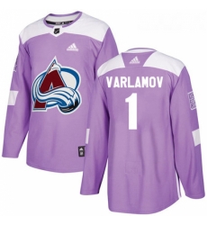 Youth Adidas Colorado Avalanche 1 Semyon Varlamov Authentic Purple Fights Cancer Practice NHL Jersey 