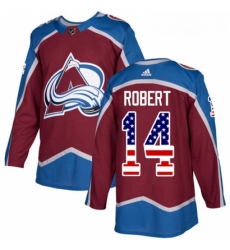 Youth Adidas Colorado Avalanche 14 Rene Robert Authentic Burgundy Red USA Flag Fashion NHL Jersey 
