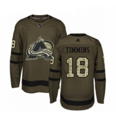 Youth Adidas Colorado Avalanche 18 Conor Timmins Authentic Green Salute to Service NHL Jersey 