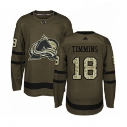 Youth Adidas Colorado Avalanche 18 Conor Timmins Authentic Green Salute to Service NHL Jersey 