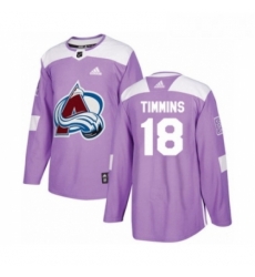 Youth Adidas Colorado Avalanche 18 Conor Timmins Authentic Purple Fights Cancer Practice NHL Jersey 