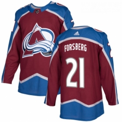 Youth Adidas Colorado Avalanche 21 Peter Forsberg Authentic Burgundy Red Home NHL Jersey 