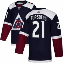 Youth Adidas Colorado Avalanche 21 Peter Forsberg Authentic Navy Blue Alternate NHL Jersey 