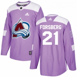 Youth Adidas Colorado Avalanche 21 Peter Forsberg Authentic Purple Fights Cancer Practice NHL Jersey 