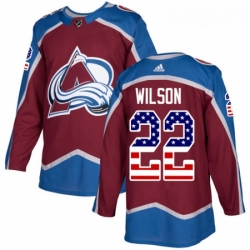 Youth Adidas Colorado Avalanche 22 Colin Wilson Authentic Burgundy Red USA Flag Fashion NHL Jersey 
