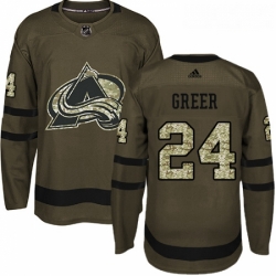 Youth Adidas Colorado Avalanche 24 AJ Greer Authentic Green Salute to Service NHL Jersey 