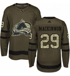 Youth Adidas Colorado Avalanche 29 Nathan MacKinnon Authentic Green Salute to Service NHL Jersey 