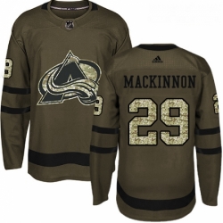 Youth Adidas Colorado Avalanche 29 Nathan MacKinnon Authentic Green Salute to Service NHL Jersey 