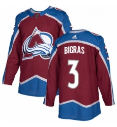 Youth Adidas Colorado Avalanche 3 Chris Bigras Authentic Burgundy Red Home NHL Jersey 