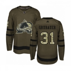 Youth Adidas Colorado Avalanche 31 Philipp Grubauer Premier Green Salute to Service NHL Jersey 