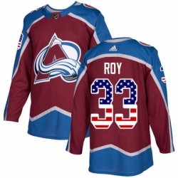 Youth Adidas Colorado Avalanche 33 Patrick Roy Authentic Burgundy Red USA Flag Fashion NHL Jersey 