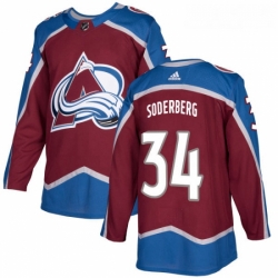 Youth Adidas Colorado Avalanche 34 Carl Soderberg Authentic Burgundy Red Home NHL Jersey 