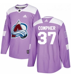 Youth Adidas Colorado Avalanche 37 JT Compher Authentic Purple Fights Cancer Practice NHL Jersey 