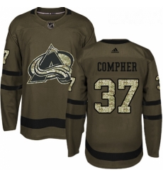 Youth Adidas Colorado Avalanche 37 JT Compher Premier Green Salute to Service NHL Jersey 